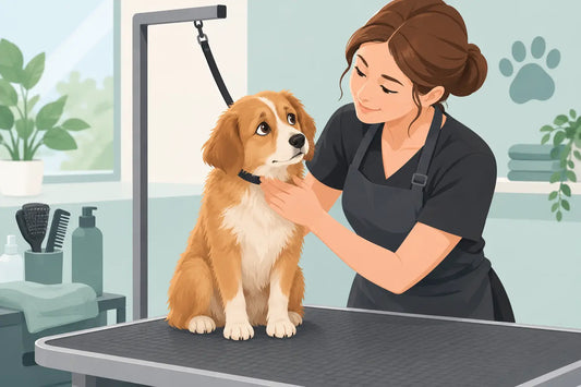 Første frisørtime for en usikker hund uten stress
