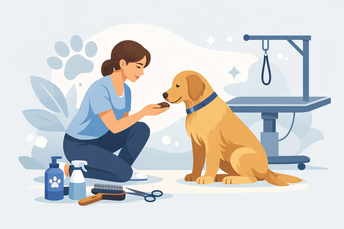 Slik venn hund til grooming på en trygg måte