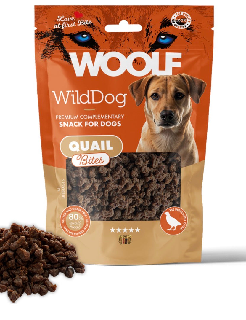 WOOLF WILDDOG SOFT QUAIL BITES 100G