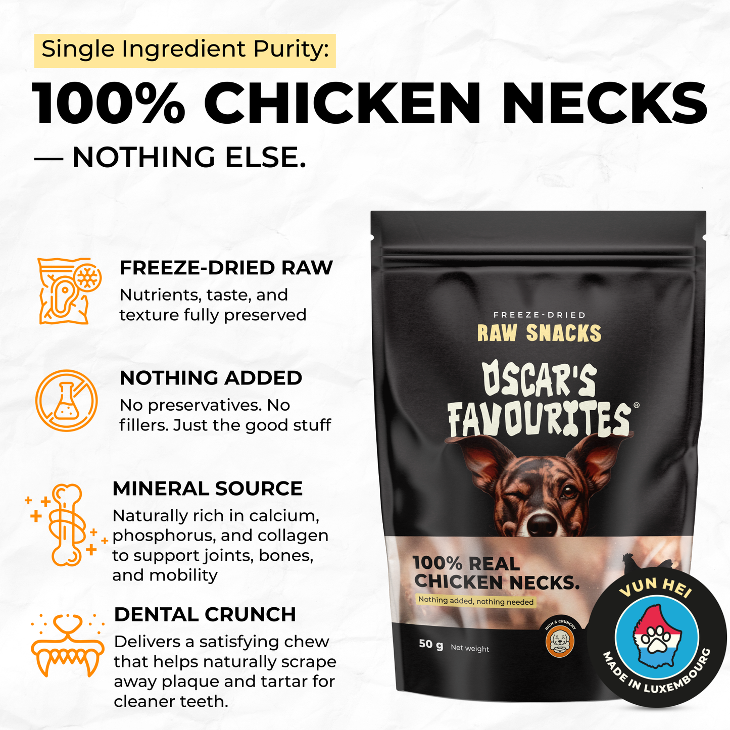 Oscar’s Frysetørkede Kyllinghalser (50g)